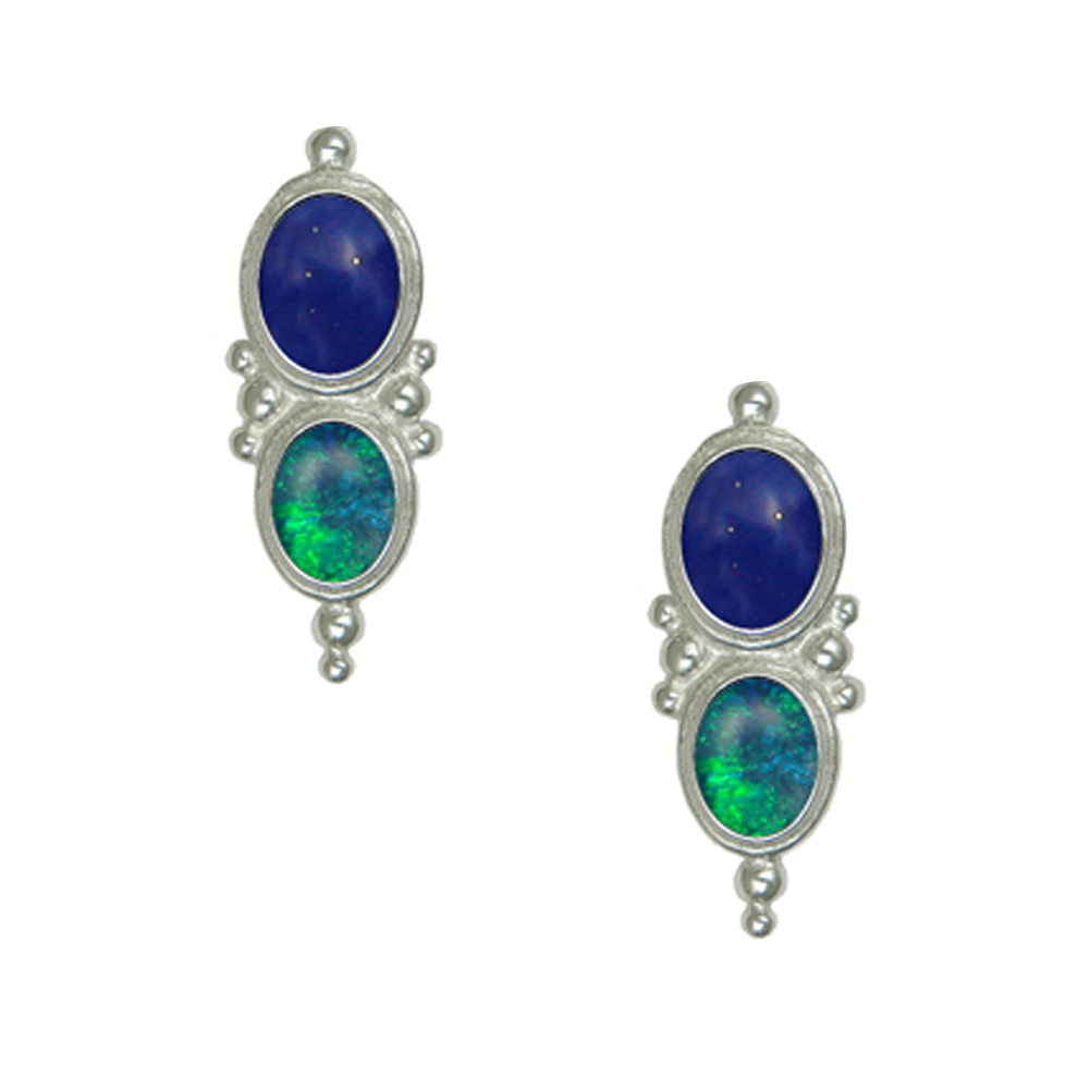 Sterling Silver Drop Dangle Earrings With Lapis Lazuli